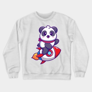 Cute panda riding rocket cartoon Crewneck Sweatshirt